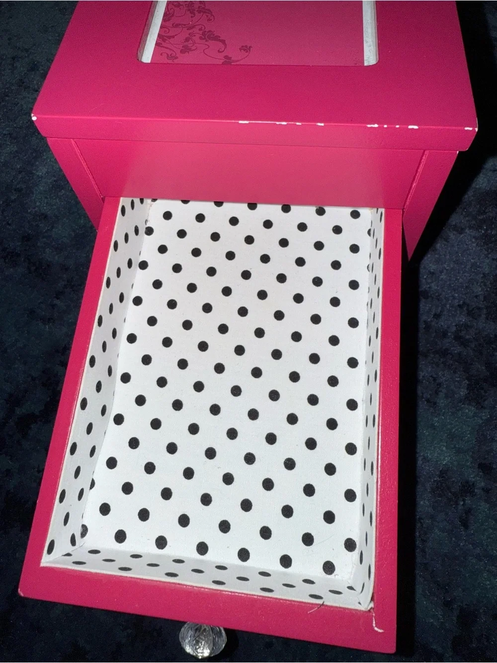 Vintage Y2K Xhilaration Hot Pink Wooden Jewelry Box Organizer